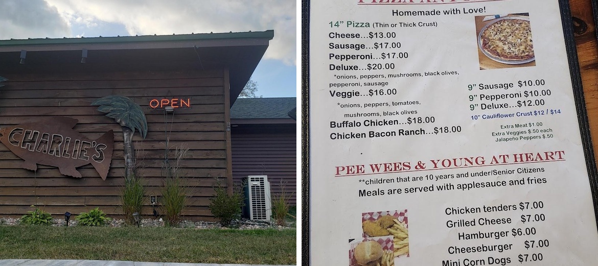 Charlie's Lake Metonga Resort Restaurant Menu